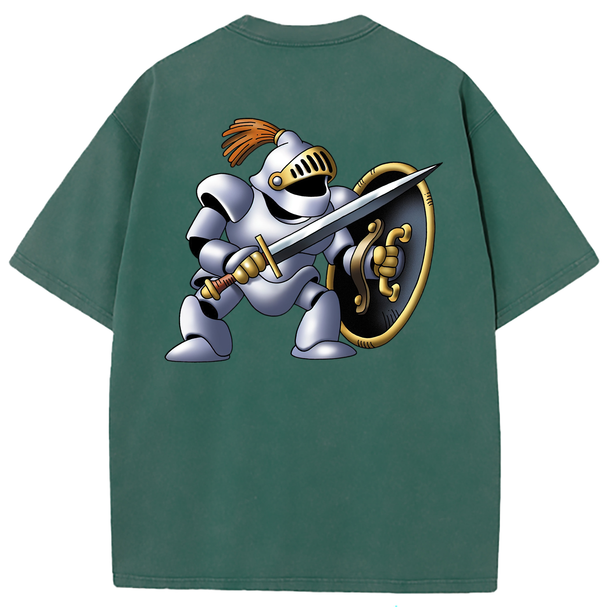 （画像用） ドラゴンクエスト Doragon Kuesuto Dragon Quest 綿100% ヴィンテージ風 半袖Tシャツ（背面プリント）